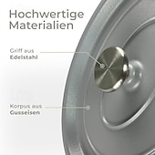 Недорогие Кухонная посуда-чугунная овальная кастрюля с крышкой-каплесборником светло-серого цвета