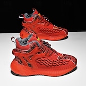 abordables Zapatillas Informales-Hombre Zapatillas de deporte Zapatos de Navidad Forro de Lana Zapatos para correr Zapatos de Paseo Casual Punto Cómodo Antideslizante Transpirable Botines / Hasta el Tobillo Cordones Negro Blanco Rojo