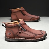 abordables Botines-Botas de senderismo de piel sintética de primera calidad para hombre: calzado resistente con cierre de cremallera para aventuras al aire libre y uso casual.