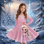  Mädchen' 3D Grafik Anime Kleid Langarm 3D-Druck Frühling Herbst Leistung Urlaub Party Lässig Prinzessin Schön Kinder 4-12 Jahre Freizeitkleid A Linie Kleid Knielang Normale Passform