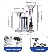 levne Nářadí a vybavení-Píšťalka pro modely vlaků, super hlasitá dvoutrubková klaksonová sada, klakson s kompresorem, vhodná pro jakékoli 12V vozidlo, super hlasitá klaksonová sada pro auto. Vhodná pro obytná vozidla, SUV,