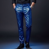 economico Sottile-Per uomo Pantaloni Pantaloni Eleganti Pantaloni con paillettes Pantaloni lucidi Pantaloni da ballo Tasca Semplice Comodità Lunghezza intera Feste Affari Quotidiano Moda Streetwear Argento Nero