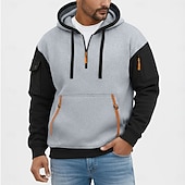 voordelige Tactische Hoodie-Voor heren Hoodie met volledige rits Fleece hoodie Tactische capuchon Wijn Marineblauw Khaki Lichtgrijs Capuchon Effen Vetoketju Kleurenblok Sport &amp; Outdoor Casual Dagelijks Streetwear Stoer