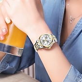 olcso Quartz órák-Női Óra Divatos és Kasuális Elegáns Női Díszítő Óra Két Naptárral Éjjeli Fény Kijelzés A Legjobb Anyák Napi Ajándék Választás Nőknek