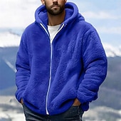 economico Felpa con cappuccio in pile-Per uomo Felpa con cappuccio Felpa con cappuccio a zip intera Giacca in Pile Nero Rosa Verde militare Blu marino Blu Reale Con Cappuccio Semplice Tasca Sport &amp; Outdoor Quotidiano Ferie Poliestere