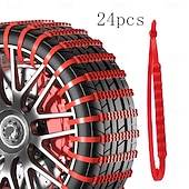 baratos Decoração e proteção de carroçaria automóvel-Correntes antiderrapantes reversíveis 12/24/36 para pneus de carros na neve, sem danificar os pneus, para SUVs, sedãs, vans, off-road, correntes de neve universais de emergência, novo material menos