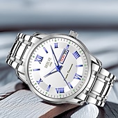 halpa Kvartsikellot-Edistynyt Miesten Rannekello Muodikas Miesten Kvartsikello Päivämäärä Kalenteri Hohtava Näyttö Vedenkestävä Paras Valentine's Day Lahjavaihtoehto Miehille