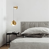 economico Luci da parete-applique da parete in metallo nero e oro, applique da parete minimalista in metallo con lunghezza del cavo regolabile, lampada da parete moderna E27, luci di lettura per bagno, camera da letto,