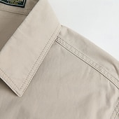 cheap Men&#039;s Work Shirts-Men&#039;s Casual Shirt Work Shirt Button Up Shirt Dark Navy khaki Light Grey Army Green Long Sleeve Solid / Plain Color Lapel Vacation Holiday Button-Down Clothing Apparel Cotton Fashion Casual