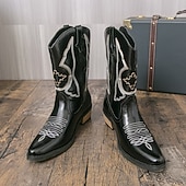 billiga Cowboy &amp; Western Boots-Vita herrstövlar i westernstil, äkta läder, cowboyinspirerad design, perfekta för utomhusevenemang, westernkläder