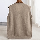 abordables Pull en laine pour hommes-Pull sans manches pour homme en pure laine cachemire de qualité supérieure, col en V, maille classique, doux, chaud et respirant.