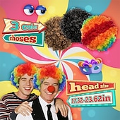 preiswerte Karnevalsperücken-Bunte, lockige Clownperücke in Regenbogenfarben für Erwachsene, perfekt für Karneval, Zirkuspartys, Halloween und Cosplay. &amp;Kostümveranstaltungen