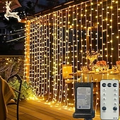 abordables Enchufe eléctrico-luces de cortina 3 * 3M 300 Leds 8 funciones control remoto temporal Enchufar Luces de cortina de hadas decoración de fiesta de boda interior y exterior
