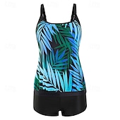 abordables Tankinis-Mujer Bañadores 2 piezas Slips Traje de baño Espalda al Aire Vacaciones Ropa de playa Graphic Leopardo Escote Redondo Sin Mangas Trajes de baño