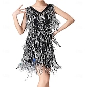 abordables Robes de Pratique-Robe de danse des années 1920 à franges à sequins pour femmes Samba Dancewear Costume de performance