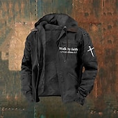 Χαμηλού Κόστους Fleece Hoodie-Ανδρικά Πλήρες φερμουάρ με φερμουάρ Μπουφάν fleece Fleece Hoodie Μαύρο Καφέ Σκούρο γκρι Με Κουκούλα Γράμμα Cruce Φερμουάρ Τσέπη Causal Καθημερινά Εξόδου Πολυεστέρας Κομψό στυλ street Ρετρό Καθημερινό
