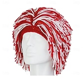 Недорогие Карнавальные парики-Карнавальный парик 2026 Красный Черный Белый Прямой Короткие Синтетический фестивальный парик Вторник на масляной неделе Парад Волосы для косплей-костюма для Мужчины