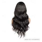 お買い得  前髪の人毛ウィッグ-ナチュラルカラーの人毛13*6フロントレースウィッグボディウェーブレースウィッグ人毛150%密度14-28インチ