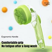 baratos Ferramentas de Banho-Escova de banho para cães com dispensador de sabonete, escova de massagem para shampoo com cabo longo para uso no chuveiro e limpeza diária.