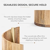 cheap Storage Racks-Mountain Paper Towel Holder Countertop with Mango Wood Round Base and Holder, Wood Paper Towel Holders Countertop, Spiral Design Decorative Storage Box for Bathroom Storage