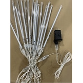 halpa Sähkökäyttöinen-2-in-1 meteoriparven valosarja 30 cm * 16 putkea 384 led-helmeä sisä- ja ulkotiloihin sisäpihalle, puutarhaan, parvekkeelle, kuistille, räystäille, hääjuhla-tunnelmaan, koriste-valosarja matalajännitteiseen turvalliseen pistorasiaan