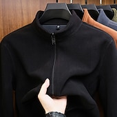 abordables Sweat à capuche en polaire-Homme Sweat-shirt Sweat zippé Sweat-shirt zippé Sweat-shirt en polaire Sweat-shirt entièrement zippé Bleu Noir Jaune Vert Gris Col montant Uni Sport &amp; Loisir Quotidien Fête Polyester Streetwear