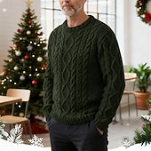 economico maglione pullover da uomo-Per uomo Maglione di Natale Maglioni di Natale Felpa Maglione per le feste Maglione A Coste Treccia Maglia Corto Lavorato a maglia Girocollo Moderno Contemporaneo Abbigliamento quotidiano Uscire