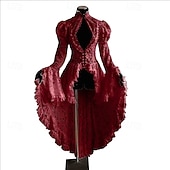 baratos agasalhos-fraque de babados de renda medieval vestido vintage renascentista traje feminino vintage cosplay festa vestido de manga longa baile de máscaras