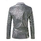 baratos Tops-Discoteca Anos 80 Smoking Tailcoat Tamanho Grande Manga Comprida Discoteca Paetês Fantasia Homens Fantasia de Carnaval Baile de Máscaras Bandagem Parada do Orgulho Mês do Orgulho Adulto Casaco Outono