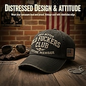  Vanhan f*ckers clubin vintage-lippalakki lahjaksi isälle, hauska retrohenkinen säädettävä hattu miehille ja naisille, isänmaallinen tyyli, mukava arkikäyttöön