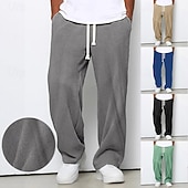 tanie Prosta noga-Męskie Spodnie dresowe z szerokimi nogawkami Spodnie Spodnie sztruksowe Luźne spodnie Spodnie codzienne Ściągana na sznurek Elastyczny pas Równina Prążki Odprowadza wilgoć Oddychający Pełna długość