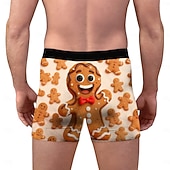 billiga Underkläder-Jul Boxerkalsonger Underkläder julklapp jultomten Grafisk för Herr Vuxna 3D-utskrift för Jul Karnival Nyår Fest