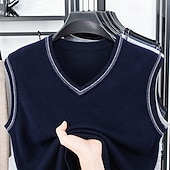 preiswerte Herren Pullover Weste-Herren Pullunder Kleid Pullover Pullover Weste Strickpullover Gerippt Stricken Normale Oberteile Gestrickt Einfach V Ausschnitt Mode Lässig Urlaub Alltagskleidung Bekleidung Herbst Winter Schwarz Rote