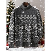 preiswerte Herrenpullover-Herren Weihnachtspullover Wollpullover Pullover Kaschmir Strickpullover Gerippt Stricken Normale Oberteile Gestrickt Geometrisch Rollkragen Mode Basic Urlaub Alltagskleidung Bekleidung Herbst Winter