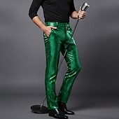 economico Sottile-Per uomo Pantaloni Pantaloni Eleganti Pantaloni con paillettes Pantaloni lucidi Pantaloni da ballo Tasca Semplice Comodità Lunghezza intera Feste Affari Quotidiano Moda Streetwear Argento Nero