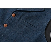 cheap Men's Waistcoat-Men's Vest Tweed Vest Waistcoat Vintage Fashion Spring &amp;  Fall Buttons Wool Blend Comfortable Plain Single Breasted V Neck Regular Fit Deep Green Navy Dark Gray Light Grey Vest