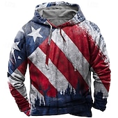 economico Motivo della Bandiera-Per uomo Grafico Bandiera Americana Felpa con Cappuccio Felpa con cappuccio Felpa con cappuccio stampata Moda Streetwear Casual Vintage Retrò Con Cappuccio All'aperto Vacanza Uscire Rosso Cachi Blu