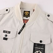 abordables veste de sport-Homme Veste Légère Veste Cargo Veste Décontractée Vacances Quotidien Résistant à l&#039;usure Avec Poches Automne Hiver Uni Mode Classique Col montant Régulier Noir Jaune Orange Bleu de minuit Beige Veste