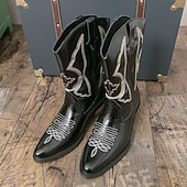 billiga Cowboy &amp; Western Boots-Vita herrstövlar i westernstil, äkta läder, cowboyinspirerad design, perfekta för utomhusevenemang, westernkläder