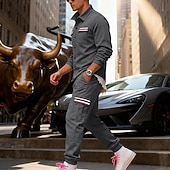 Χαμηλού Κόστους βασικές φόρμες-Ανδρικά Πουλόβερ Φόρμα Σετ ρούχων Jachetă Πέτο ΕΞΩΤΕΡΙΚΟΥ ΧΩΡΟΥ Καθημερινά Αθλητικά Κορδόνι Κουμπί επάνω Τσέπη Ταινία Μαύρο Ρουμπίνι Καφέ Πολυεστέρας Ρούχα Γυμναστικής Μοντέρνα Κομψό στυλ street