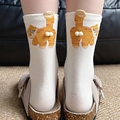 Недорогие домашние носки-забавные носки с мультяшными котами, детские носки средней длины, носки с милыми животными, женские носки