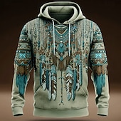 economico Hoodie Etnici Vintage-Per uomo Tribale Felpa con cappuccio Felpa Moda Etnico Vintage Retrò Manica Lunga Girocollo All'aperto Viaggio Feste Regalo Blu Marrone Verde Coulisse Autunno Inverno progettista S M L XL XXL XXXL