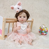 economico Bambole Reborn-Bambole Reborn - Bambola Realistica da 22 Pollici Ragazza con Corpo Morbido e Capelli Ricci Biondi Sveglia Bebe Reborn di Silicona Bambole di Vita Reale con Scatola Regalo per Bambini di 3 Anni