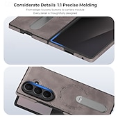 رخيصةأون جراب سامسونج-هاتف غطاء من أجل سامسونج جالاكسي Z فولد 7 زي فولد 6 Z Fold 5 Z Fold 4 غطاء خلفي حالة الامتزاز المغناطيسي مع حامل مغناطيس دعم الشحن اللاسلكي مكتب  /  الأعمال الكمبيوتر الشخصي جلد PU