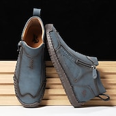 abordables Botines-Botas de senderismo de piel sintética de primera calidad para hombre: calzado resistente con cierre de cremallera para aventuras al aire libre y uso casual.