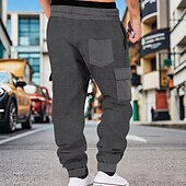 ieftine cargou-Bărbați Pantaloni de sport cargo Pantaloni Sport Joggeri Pantaloni Pantaloni Waffle Cordon Buzunar Talie elastică Simplu Confort Απαλό Zilnic În aer liber Concediu Vacanță Modă Negru Verde Militar