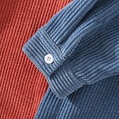 tanie Męskie eleganckie koszule na co dzień-Męskie Koszula Tekstura Codzienna koszula Koszula sztruksowa Zapinana na guziki koszula Żółty Czerwony Niebieski Brązowy Zielony Długi rękaw Równina Kołnierzyk koszuli Codzienny Streetwear Kolorowy