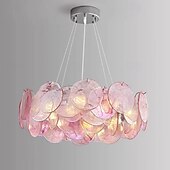 お買い得  クリスタルシャンデリア-ピンクのムラーノガラスの円盤のシャンデリア