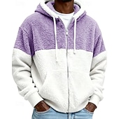 economico Felpa con cappuccio in pile-Per uomo Felpa con cappuccio Felpa con cappuccio a zip intera Felpe con cappuccio e zip Felpa con cappuccio in pile Nero Blu Reale Grigio Con Cappuccio Blocco di colori Patchwork Tasca Quotidiano