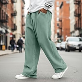 ieftine Picior drept-Bărbați Pantaloni Pantaloni Corduroy Pantaloni largi Pantaloni casual Pantaloni de sport cu picior drept Cordon Culoare solidă Confort Lungime totală În aer liber Casual Zilnic Modă Stil Clasic Negru